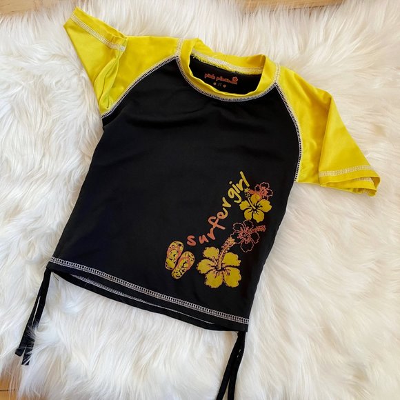 Pink Platinum black yellow swim rashguard 3T - Picture 3 of 7
